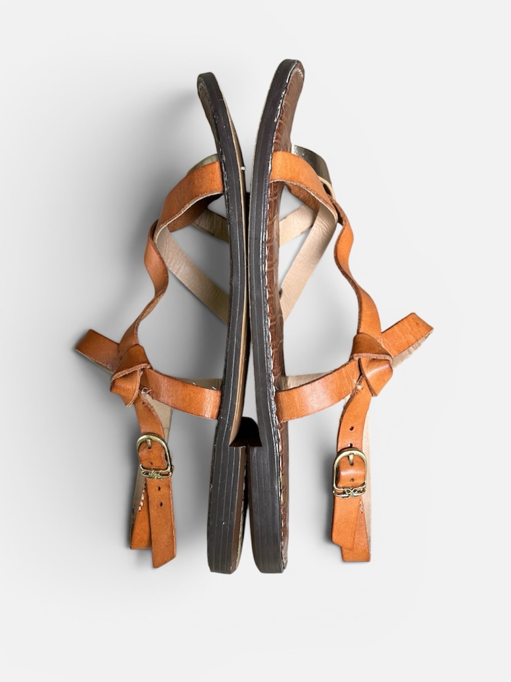 Sam Edelman Gladis Leather Sandal in Tan/Gold Size 8 1/2 - Picture 6 of 10